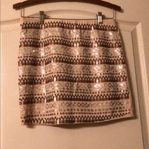 Sequenced designed tan skirt